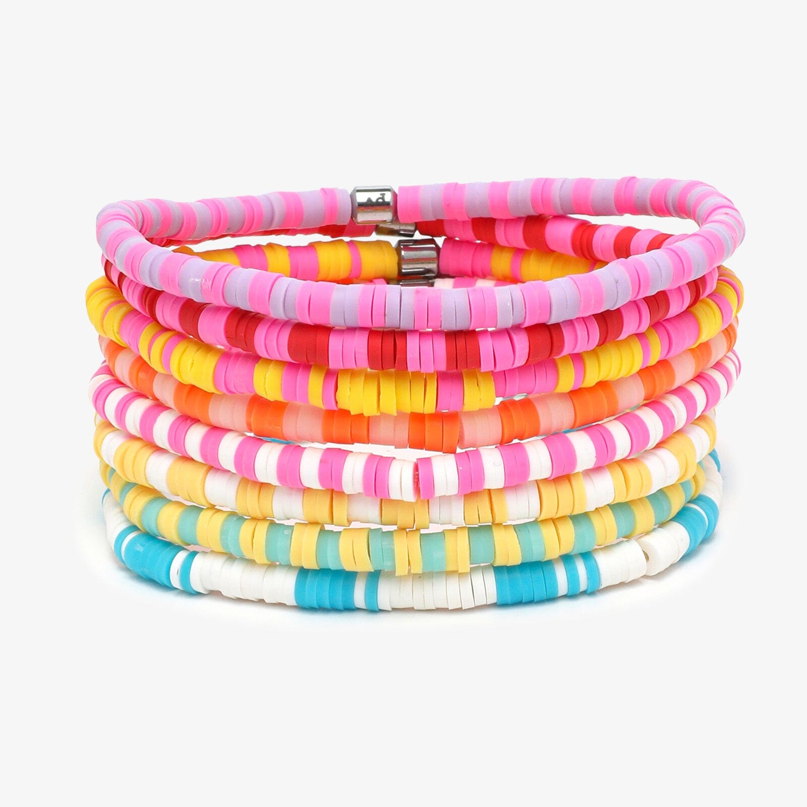 Vacation Vibes Stretch Bracelet Set of 8 | Multicolor Beaded | Friendship Bracelets for Girls & Women | Couple, Matching String Bestfriend Bracelets 